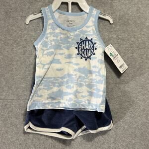 Carters Shark Squad 2 Piece Knit Short Set Size 3 Months NWT